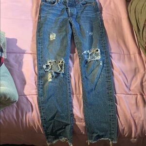 Levi's Distressed Straight Leg Blue Jeans